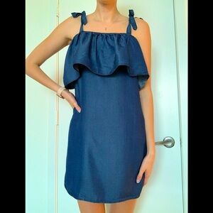 Sanctuary Blue off-shoulder dress with pockets
